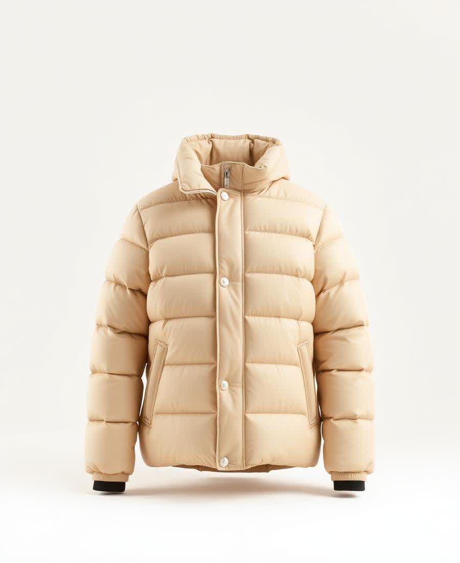 Beige Hooded Down Jacket